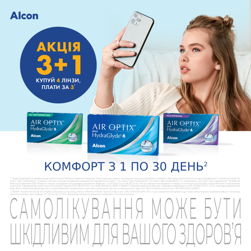 Акція Optix plus HydraGlyde 3+1